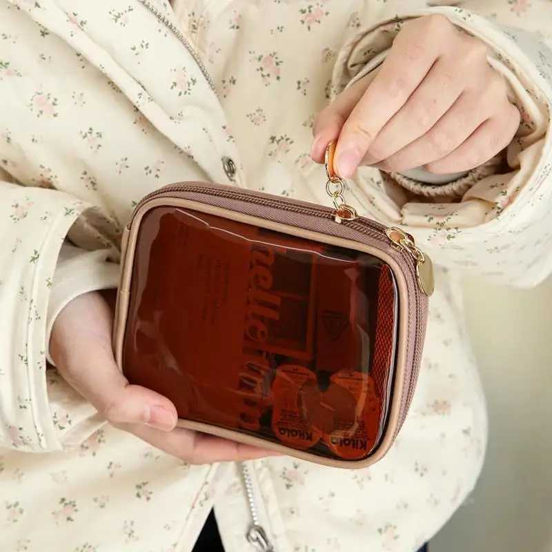 Mini Transparent Travel Makeup Organizer Bag Mini Cute Preparatory Makeup Bag Makeup Zipper Toilet Storage Bag Coin Bag W250109