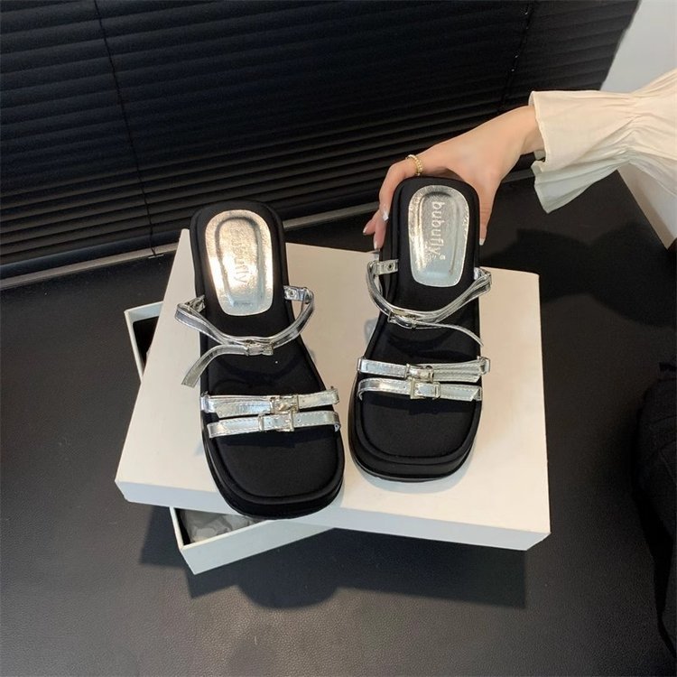 NEW hot Women Slippers High Heel Increase Height Anti-slip New Fashion Korean Version Triple Black Beige hot Sier Free shipping