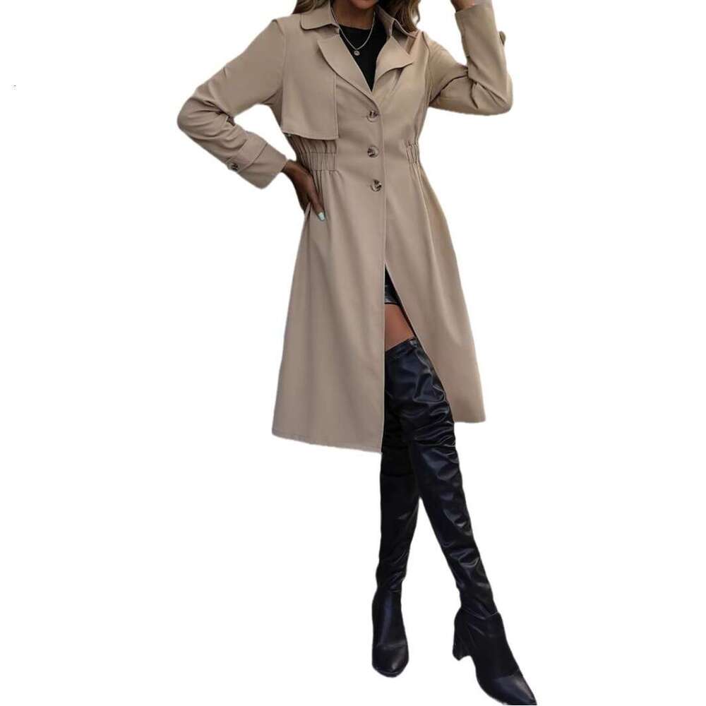 New Autumn Women's Extended High-End Waist Windbreaker Jacket With British Style Commuting And Shopping Matching