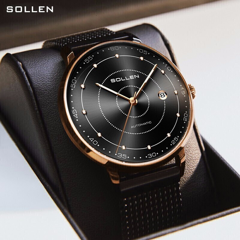 Fashionable Men's Ultra-Thin Watch with Automatic Mechanical Movement and Waterproof Design