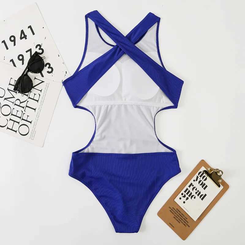 Sexy One-Piece Swimsuit Solid Womens Closed Swimwear 2025 Push Up Swimming Wear Bodysuit Bathing Suit Beachwear Pool BatherXJ240108