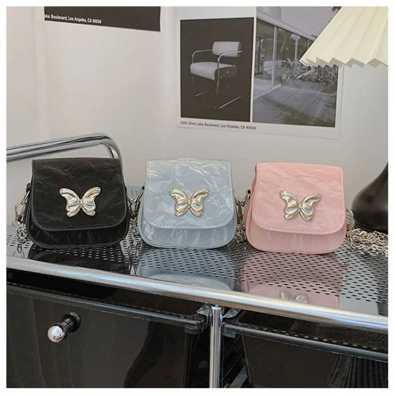 Small Square Bag Butterfly Chain Shoulder Crossbody Bag Mini Lipstick Bag Simple Trendy Saddle Bag Female Exquisite Purse WomenXJ250108