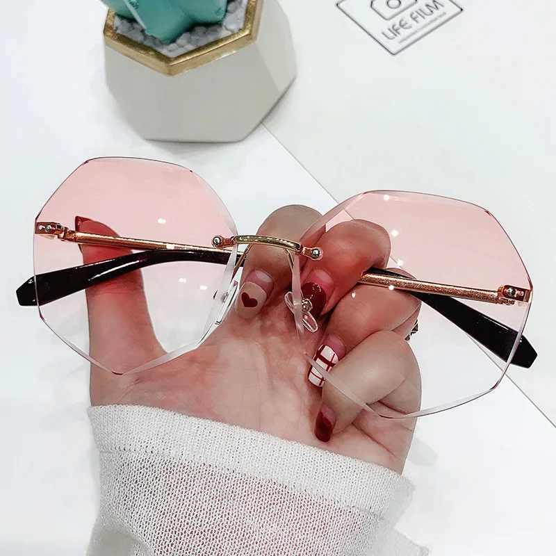 Eight sided frameless sunglasses for women retro metal sunglasses UV protection new fashion cut glasses UV400 sunglasses W250109