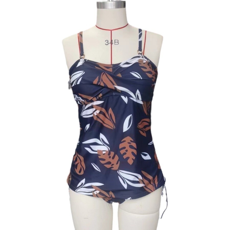 2025 sexy vest triangle pants hurdle vest conservative print split swimsuit designer trendy beach swimsuit