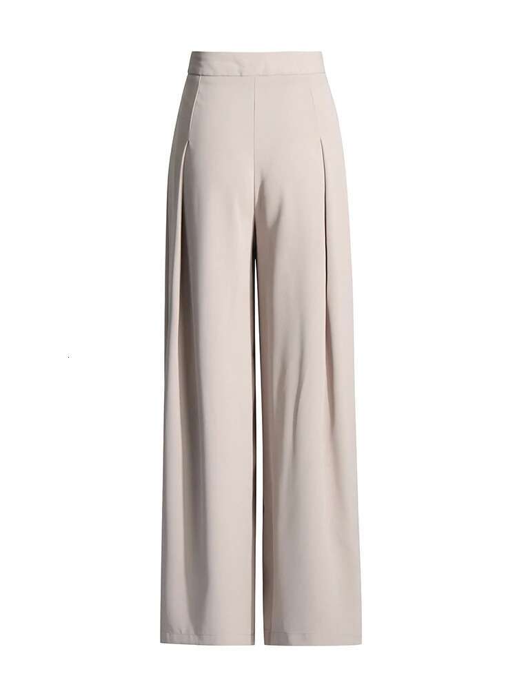 TWOTWINSTYLE Solid Loose Two Piece Sets For Women V Neck Long Sleeve Tunic Coat High Waist Wide Leg Pants Elegant Set Female New