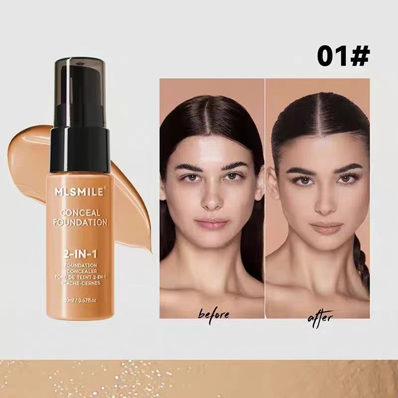 20ml MLSMILE CONCEAL FOUNDATION PERFECT 2in 1 FOUNDATION CONCEALER 6 Colors Face Makeup Concealer
