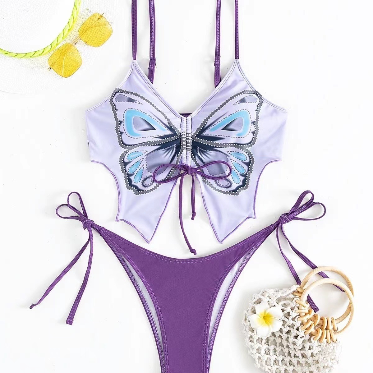 2025 new bow style split bikini sexy swimsuit designer trendy beach swimsuit