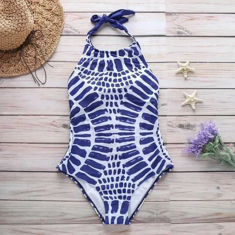 XXL Large Size Swimwear One Piece Swimsuit Women 2023 High Neck Monokini Bandage Bathing Suit Halter Bodysuit Bather BeachwearXJ240108