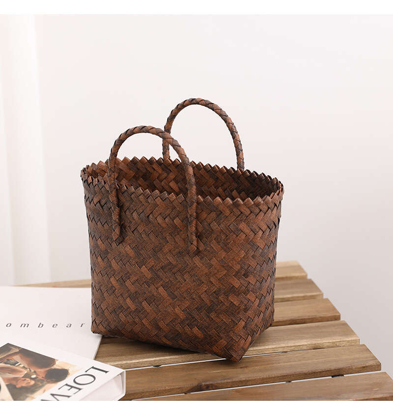 New Retro French Bag Versatile Large Capacity Woven Hand-Held Vegetable Basket Bag, Vacation Beach Bags