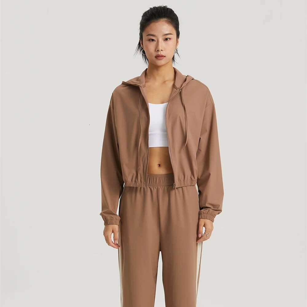 Women Sport Jacket Long Sleeve Shirt Workout Coat Hooded Gym Training Windbreaker Outdoor Sunscreen Clothing Yoga Sportswear