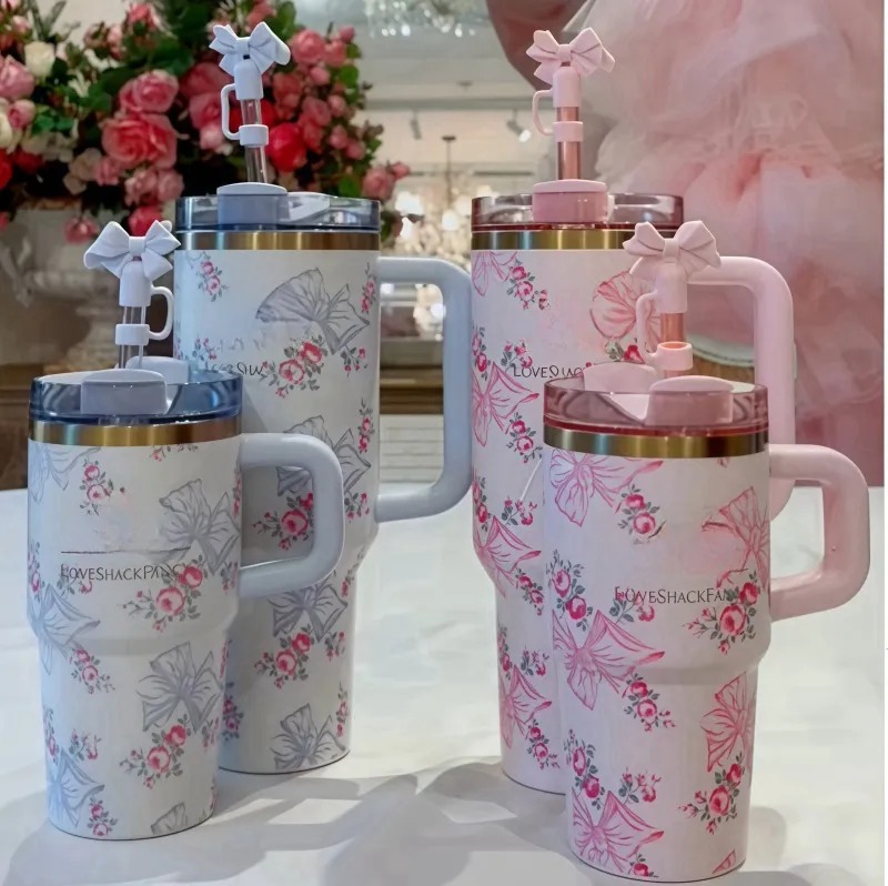 US Stock 14oz 40oz TUMBLER Love Shack Fancy Christmas Limited Mug Valentines Day 2025 Ruby Red Sweet Hearts Gift Cups In Hand