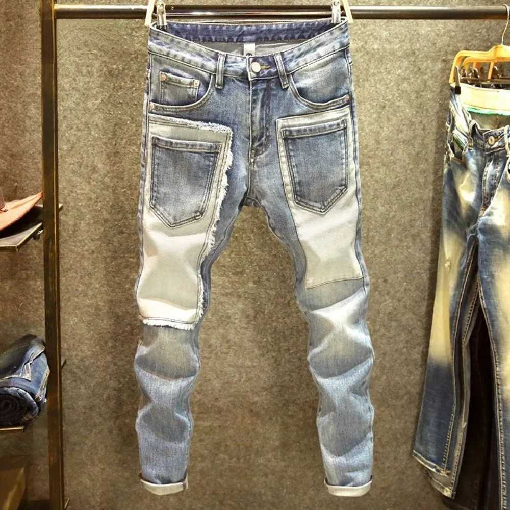 High Quality Jeans mens jeans straight hole jeans Y2K street pants mens Y2K pants T250109 - view 6