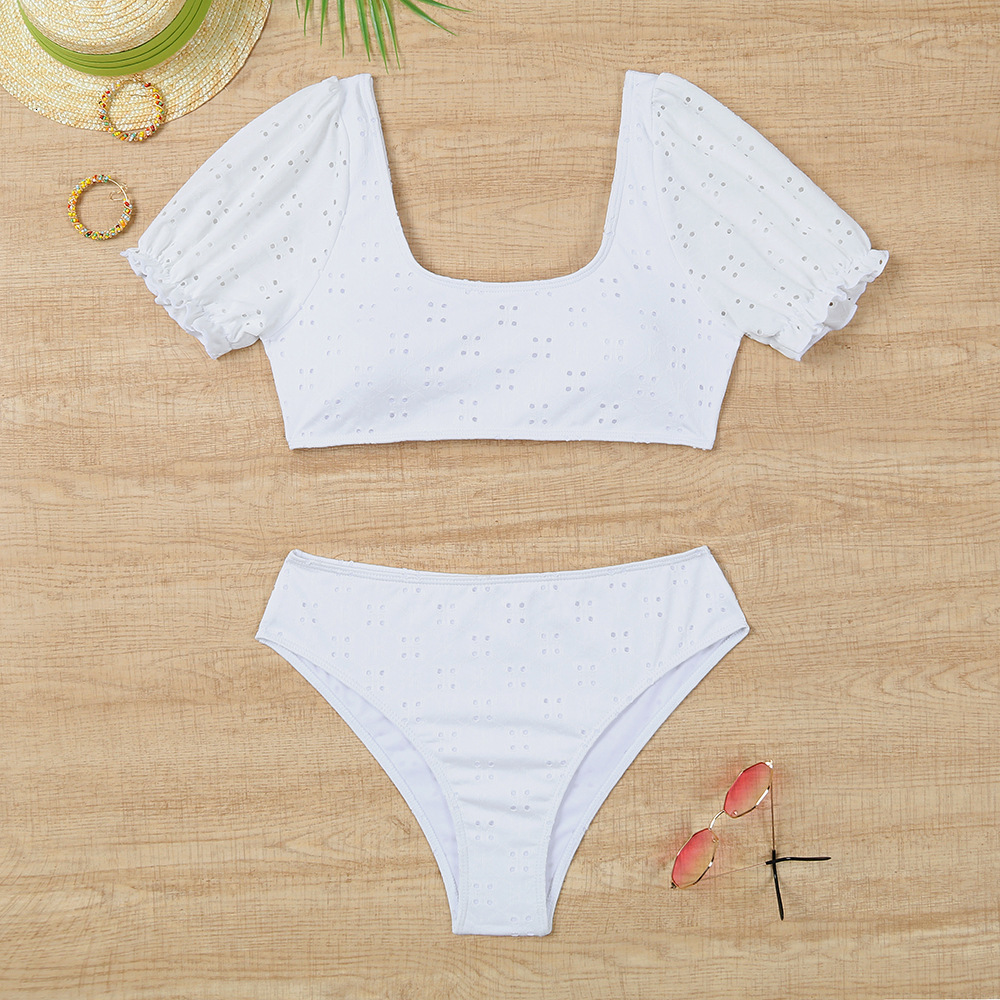2025 new multi colored sexy slit short sleeved high waisted designer swimsuit beach bikini