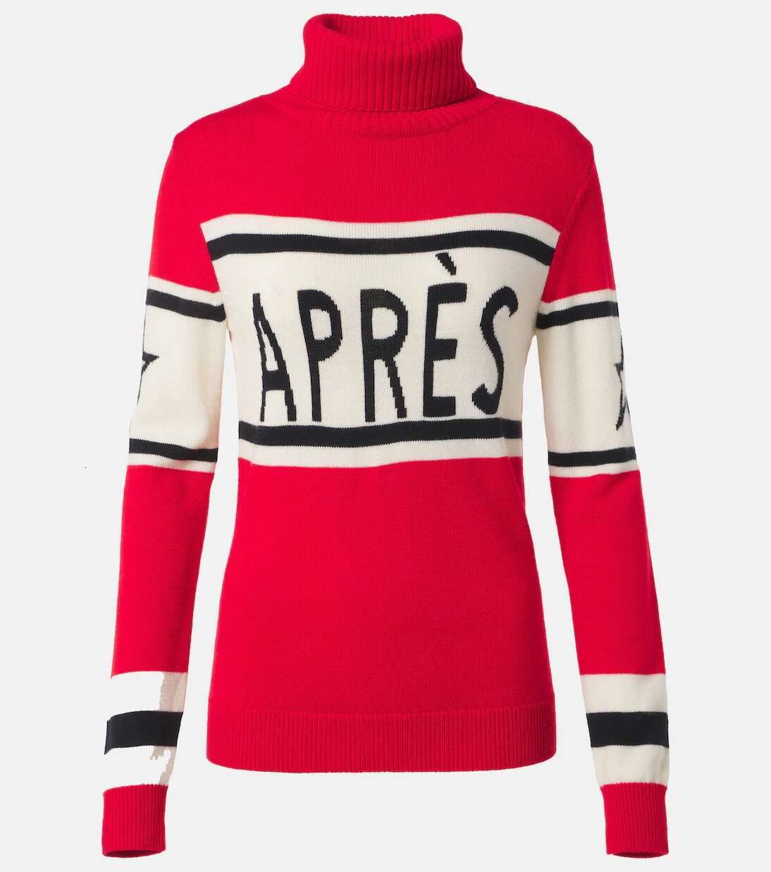 New European And American Jacquard Knitted Alphabet Stripe Autumn/Winter Trendy Fashion High Collar Slimming Sweater For Women