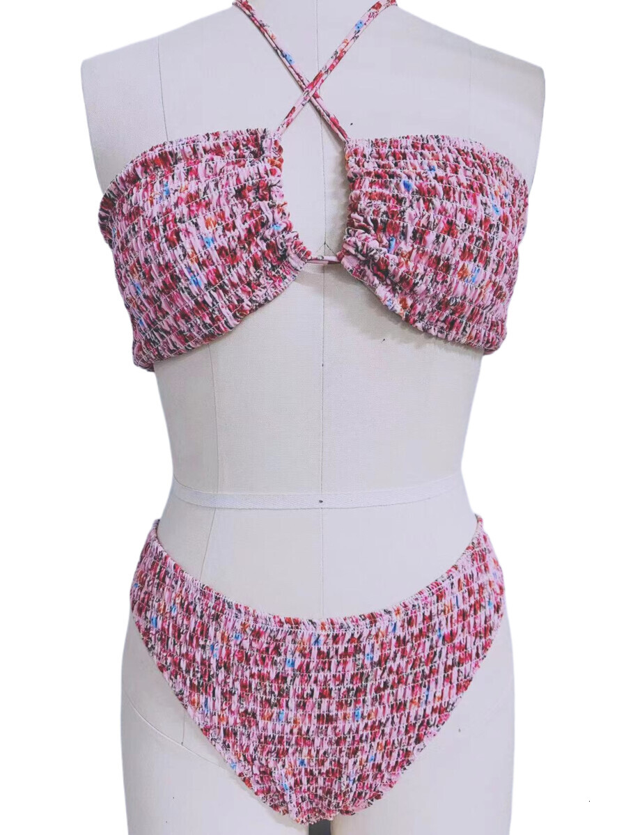 Sexy Printed Neck Strap Split Set Beach Bikini Swimsuit For Women Sexy Beach Bikini Designer Swimsuit