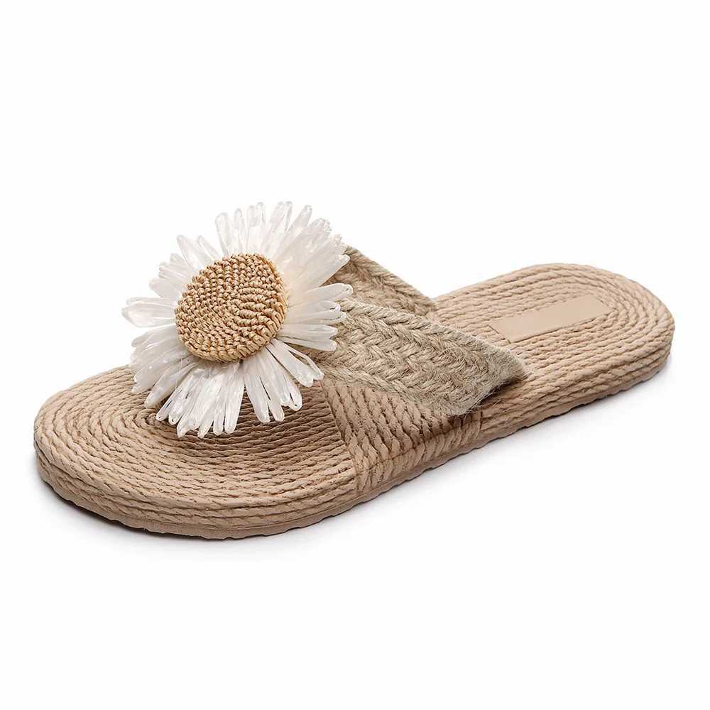 New Arrival Summer artificial grass womens sandals fashionable flat shoes beach sandals casual sandals womens sandals flip slippers Zapatos Mujer T250