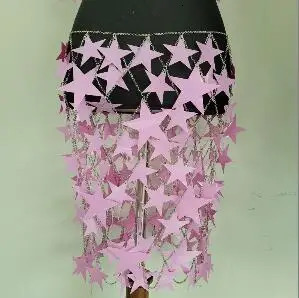 IngeSight.Z Unique Big Star Sequins Tassel Mini Top And Skirt Women Sexy Bikini Waist Chain Body Jewelry Festival Rave Outfit 250107