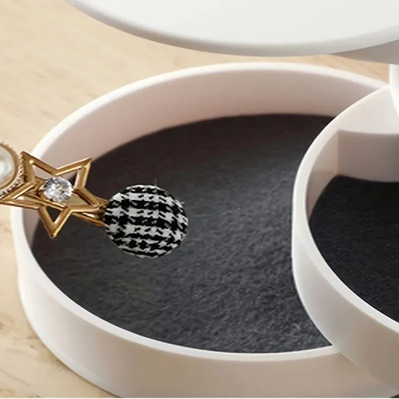 Rotating Multi-layer Flannel Dust-proof Desktop Storage Box Hair Accessories Jewelry Box Jewelry Organizer Display Case 250106