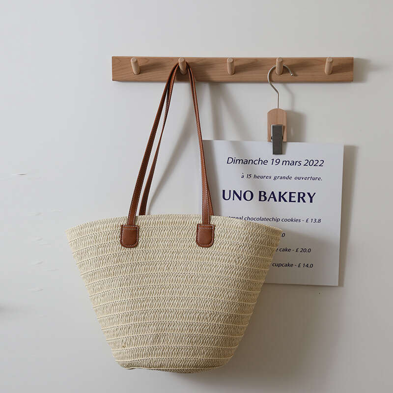 Versatile And Minimalist One Shoulder New High-Capacity Grass Woven Tote Bag, Women's Vacation Beach Bag