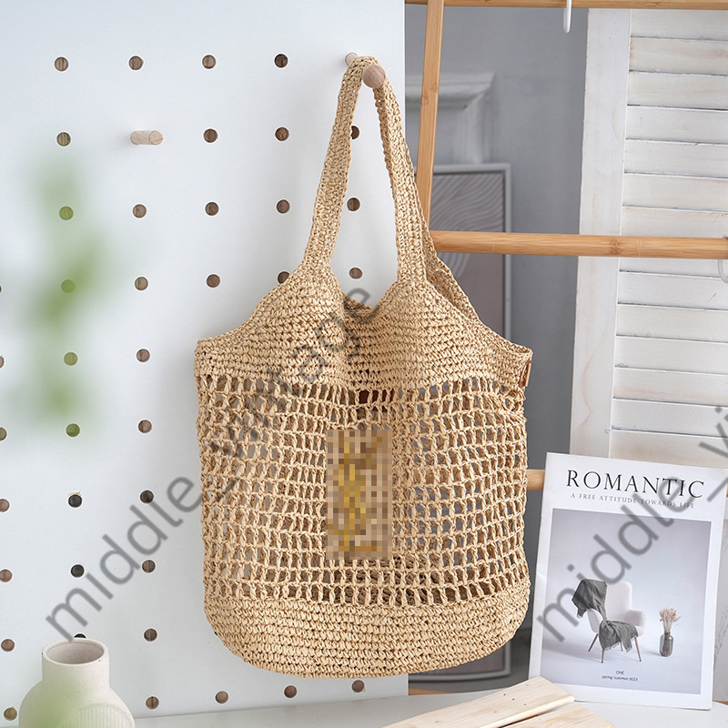 New French Style Large-capacity Hollow Straw Versatile Casual Shoulder Trendy Brand Dog Cat Bag, Fashionable Travel Shopping Bag