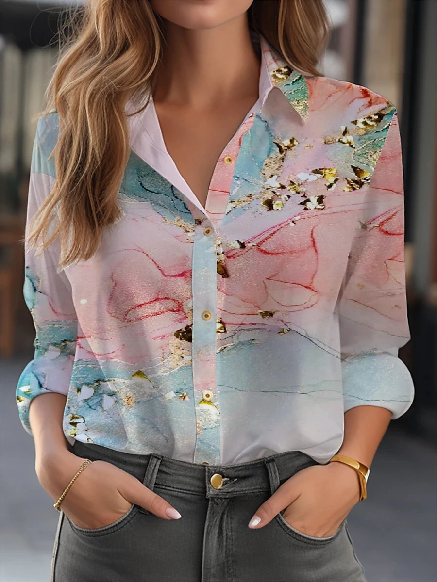 Elegant Shirt Women Fashion Temperament Blouse Long Sleeve Casual 250109
