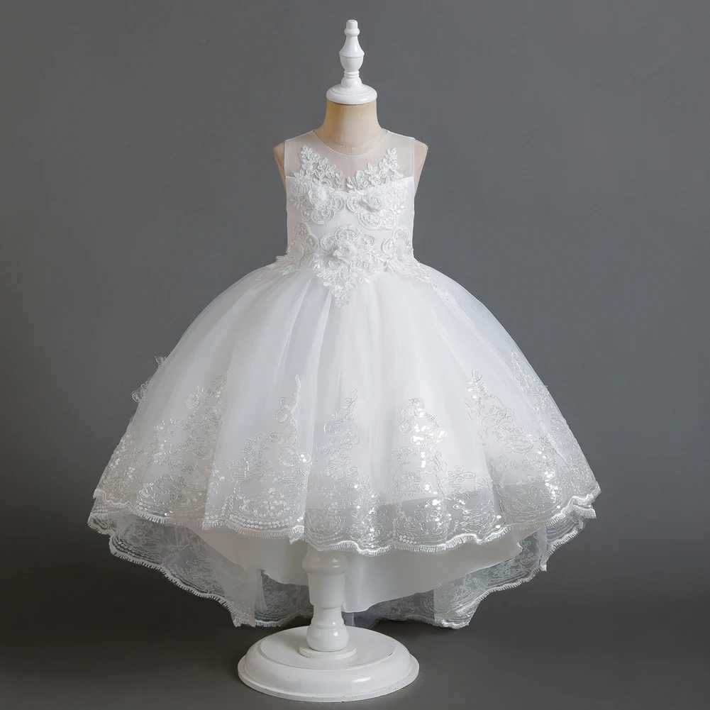 Autumn New Childrens Dress Princess Dress Wedding Bridesmaid Wedding Dress Fluffy Dress Lace Trail Embroidered Childrens WearXJ250108