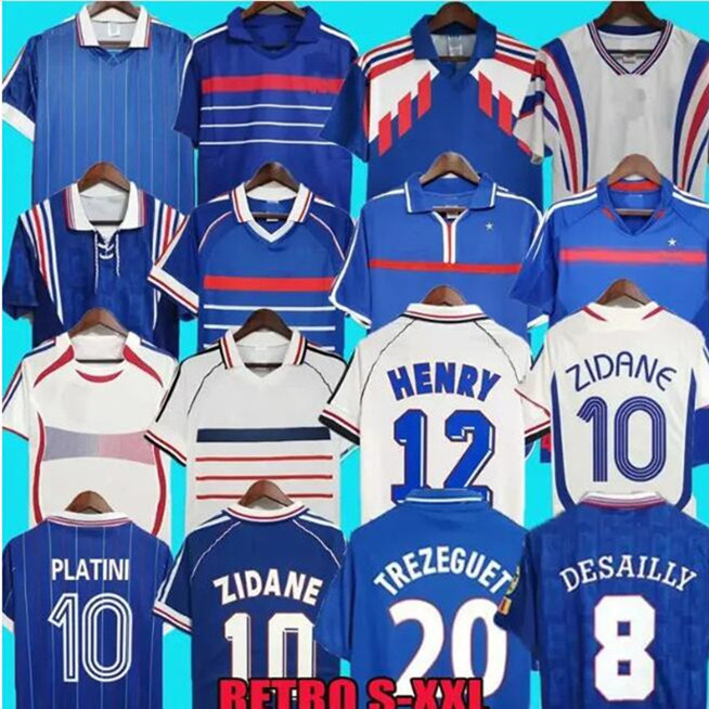 1998 Retro French soccer jersey vintage 98 04 06 2004 2006 ZIDANE HENRY MAILLOT DE FOOT Soccer shirt 2000 Home Trezeguet football uniforms 666