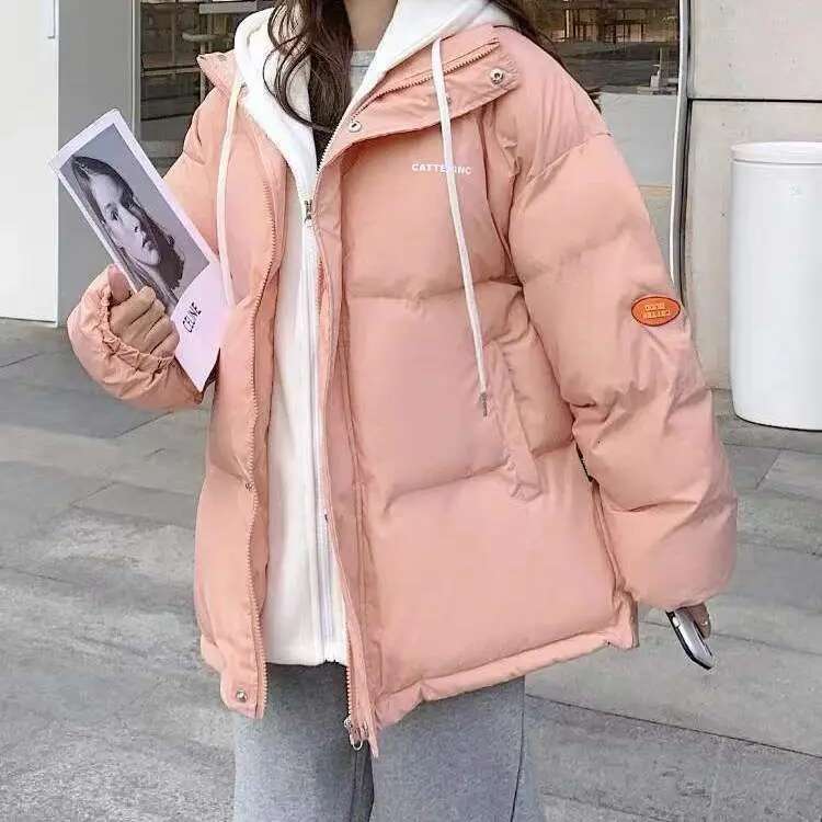 Down For Girls Winter Wear 2024 New Student Short Fake Two-Piece Cotton-Padded Jacket