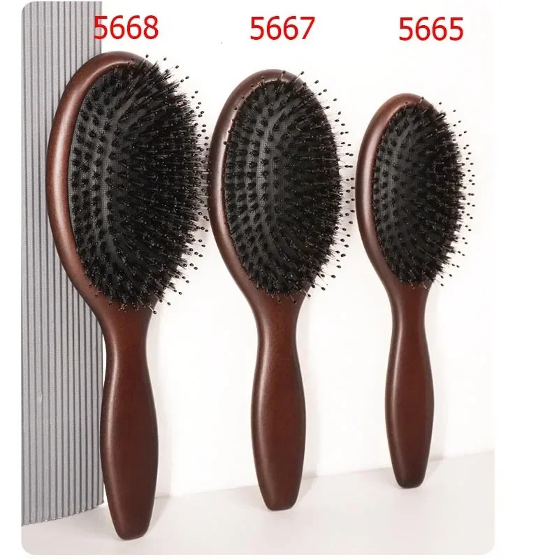 Wood Massage Hair Brush Comb For Hair Hairbrush Dry Wet Detangle Wood Combs Women Hair Beauty Care Paddle Cushion Massage Brush 250106