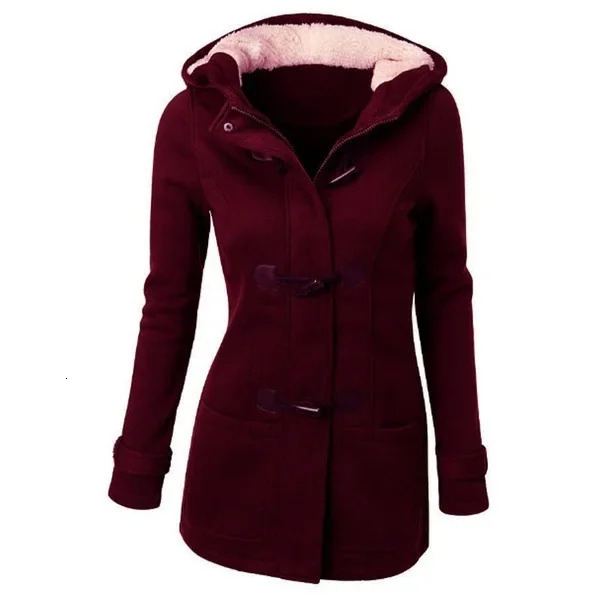 Selling Hooded Classic Cow Horn Button Jacket Cotton Coat AutumnWinter Parkas Fashion Outerwear 250108