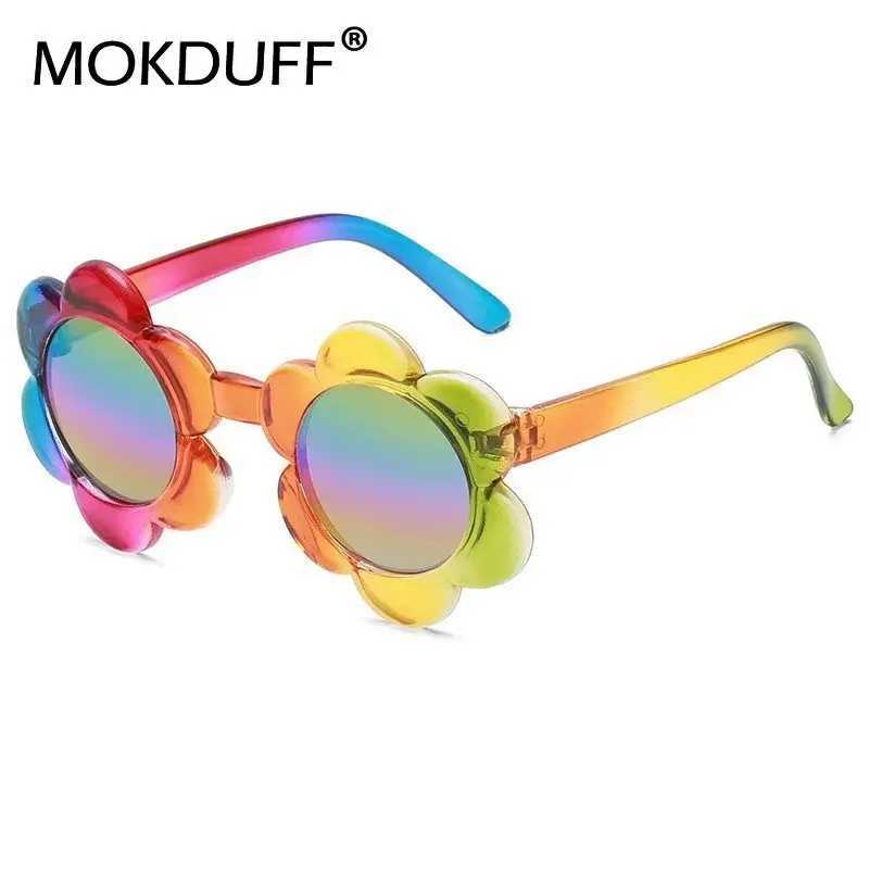 Childrens Flower Sunglasses Rainbow Colorful Cute Round Childrens Glasses Childrens Boys and Girls Outdoor Activities W250109