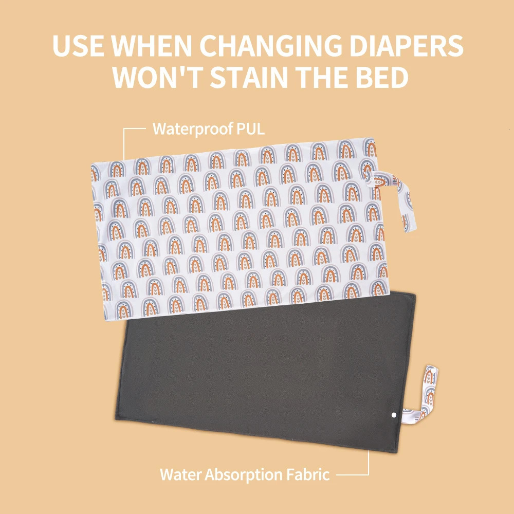 HappyFlute 2Pcs/Set Washable Changing Mat Bamboo Charcoal Inner Portable Nappy Pad Waterproof Cover Mattress For Baby 250109