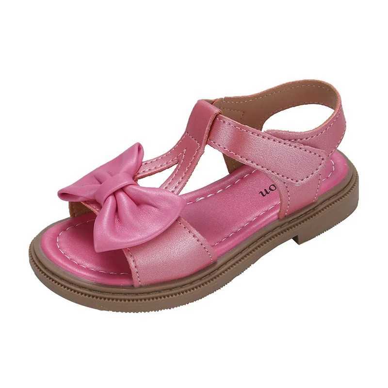 Mumoresip Childrens Fashion Girls Sandals New Bow Version Open Toe Breathable Simple Platform Casual Shoes Hook and Loop Princess Shoes W250108