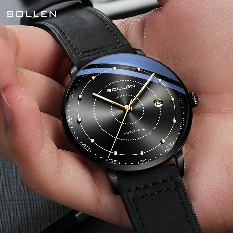 Fashionable Men's Ultra-Thin Watch with Automatic Mechanical Movement and Waterproof Design