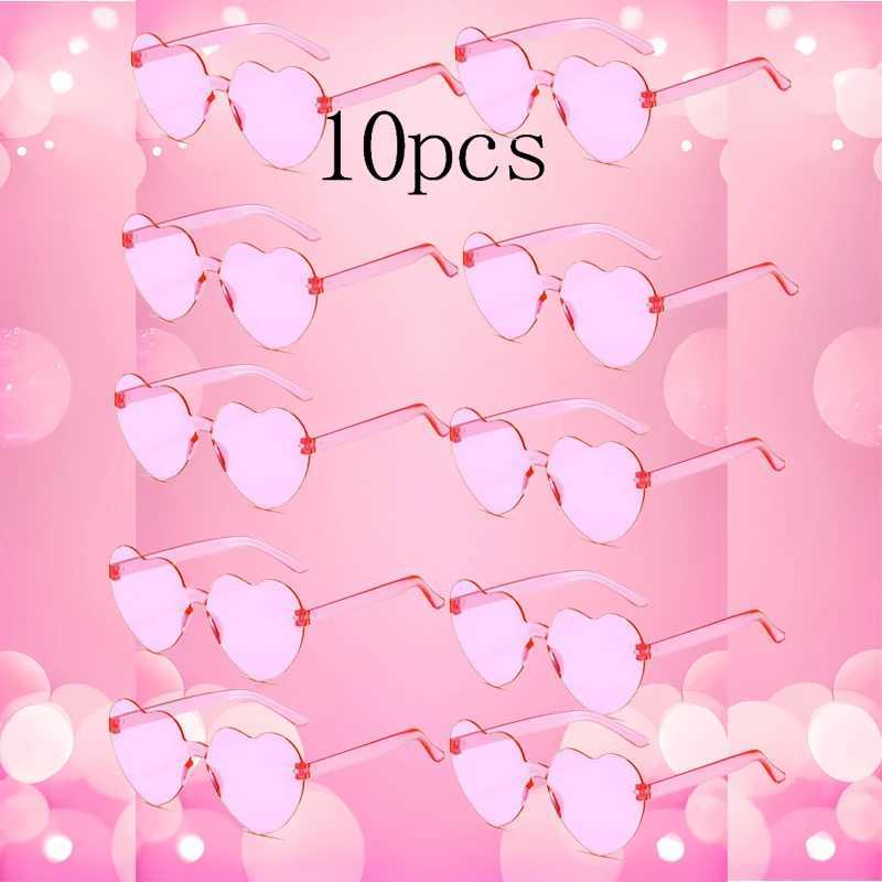 10PC heart-shaped sunglasses love sunglasses jelly colored frameless heart-shaped integrated glasses dazzling colored glasses W250109
