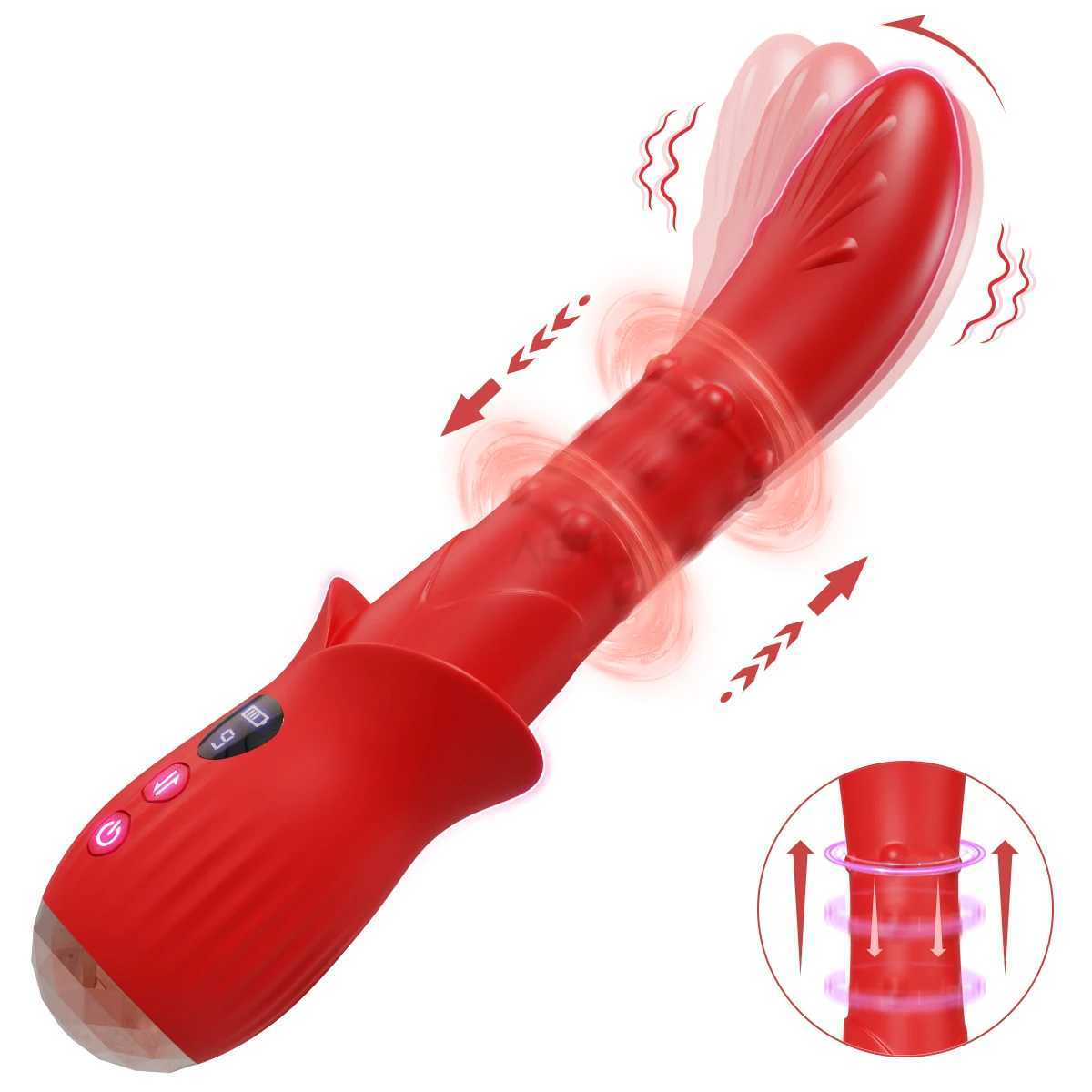 2025 3-en-1 Wiggle Brusting Vibrator Sex Toys for Women Rolling Bead Vibrateurs Clitoris Vagin Stimulateur plus profond Masturbation féminine
