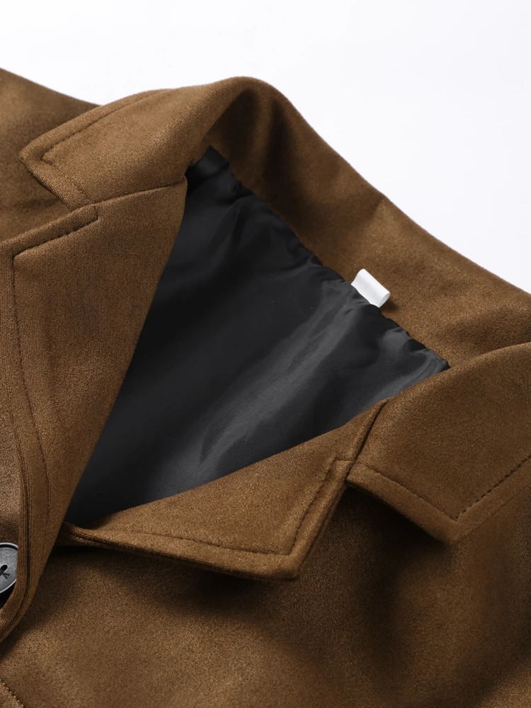 Brown Suede Short Women Jacket Casual Long Sleeve Single Button Turndown Collar Female Coat 2024 Autumn Retro Lady Streetwear 250103