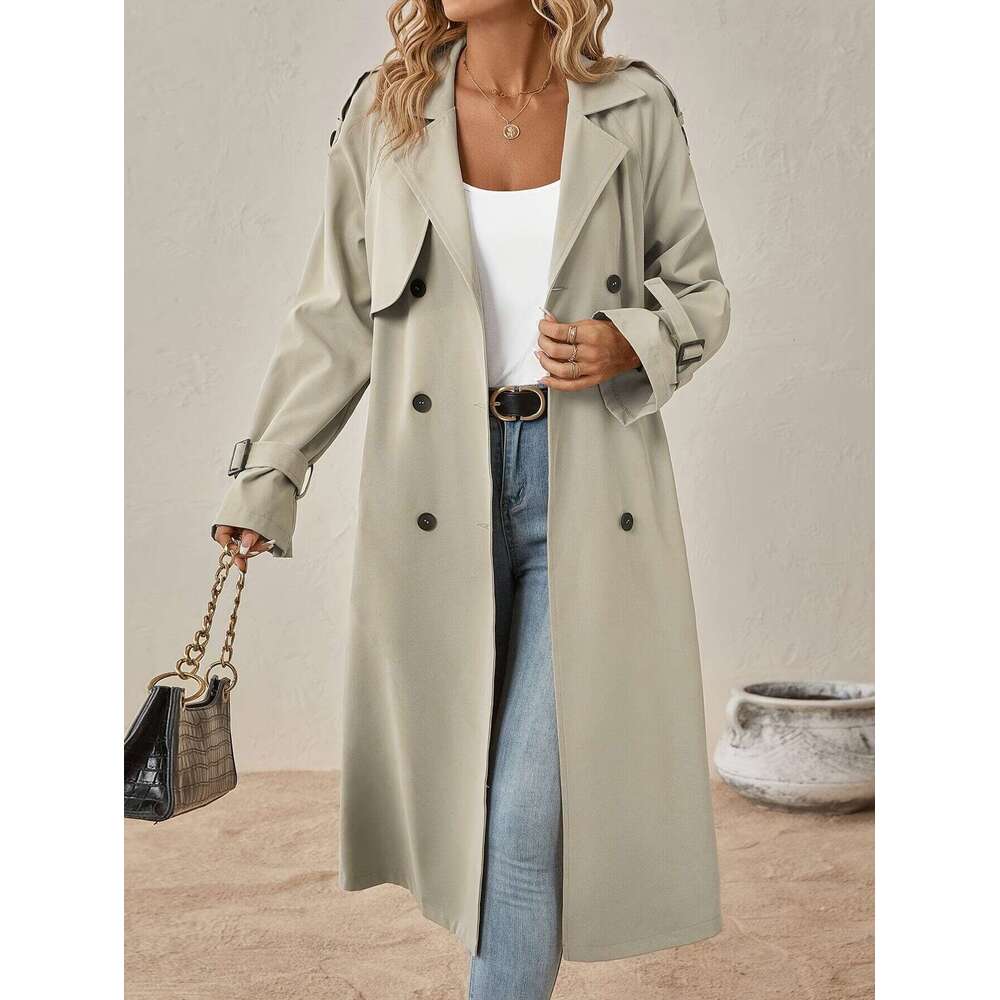 European And American Belt Windbreaker Jacket, Women's High-End Feel, Foreign Trade New Style Jacket