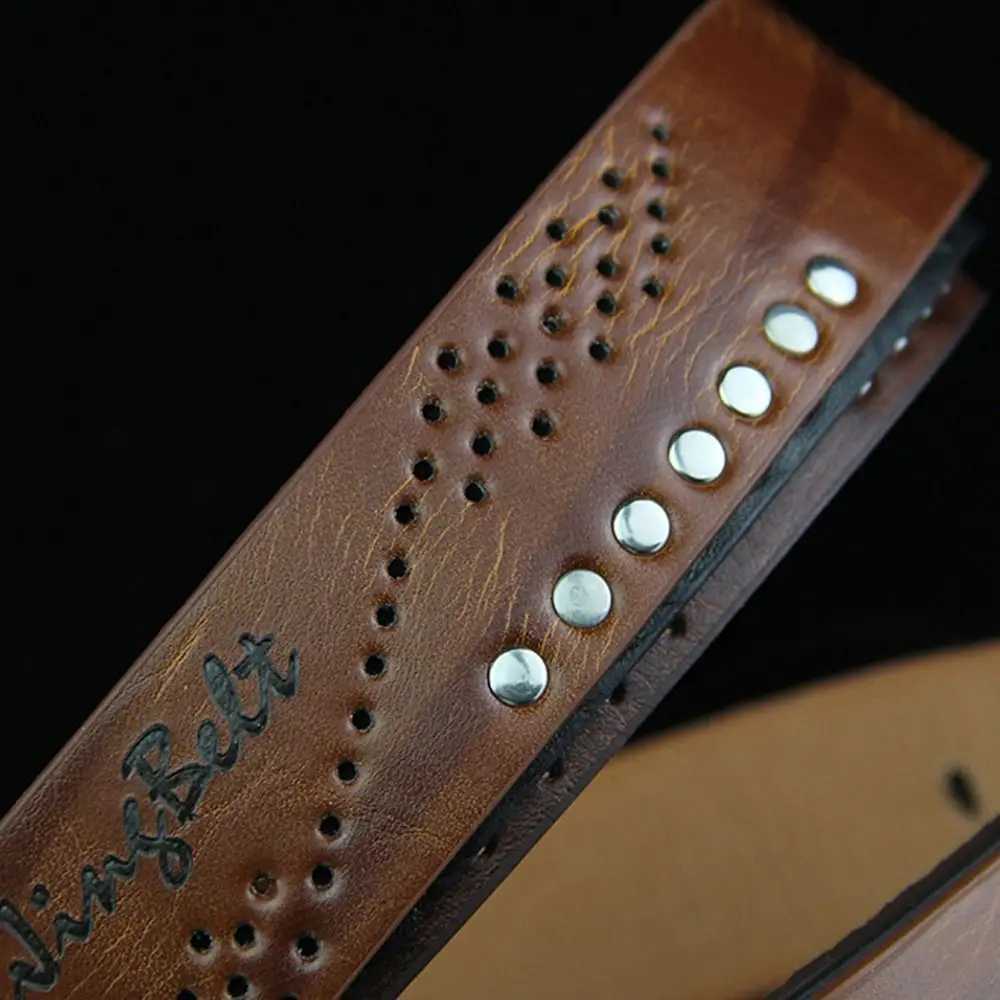 Real leather mens belt luxurious high-quality classic buckle business denim retro belt alloy belt W250109