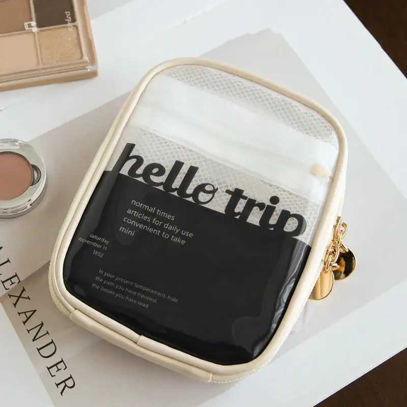 Mini Transparent Travel Makeup Organizer Bag Mini Cute Preparatory Makeup Bag Makeup Zipper Toilet Storage Bag Coin Bag W250109