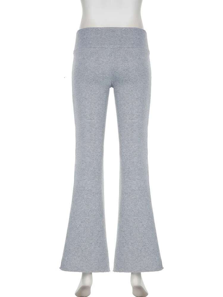 IAMSURE Casual Sexy Basic Solid Flare Y2k Slim Low-Waisted Boot Cut Pants Women 2023 Autumn Spring Fashion Streetwear Lady