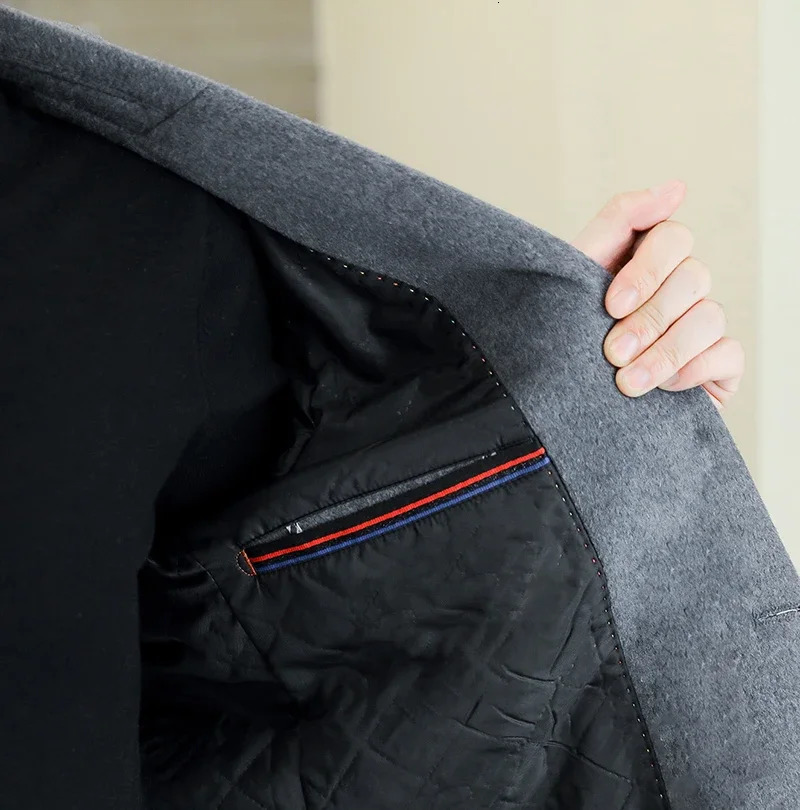 Highquality Fashion Handsome Mens Cashmere Coat2023 Young and Middleaged Business Leisure Autumn Winter Thick Coat Top 250106