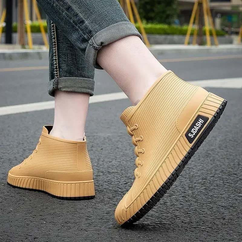 Short Ankle Low Cooking Fishing Rain Boots for Men Gum Chef Kitchen Pvc Waterproof Fashion Man Shoes Adult Outdoor Work Garden 250106
