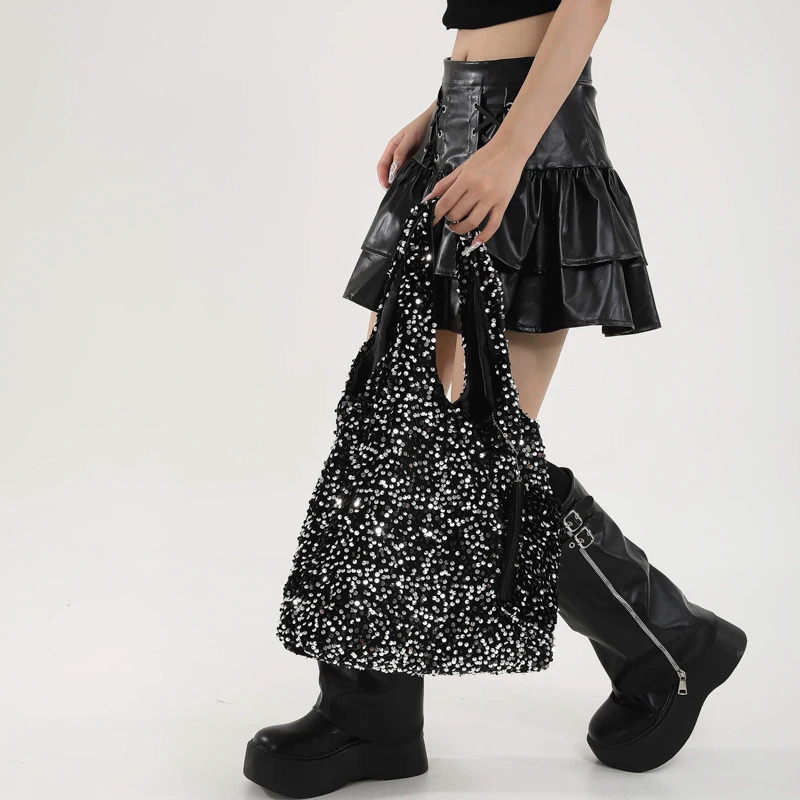 Tote Bag for Women Sequin Shoulder Slouchy Hobo Trendy Underarm Work Travel Shopping 250107