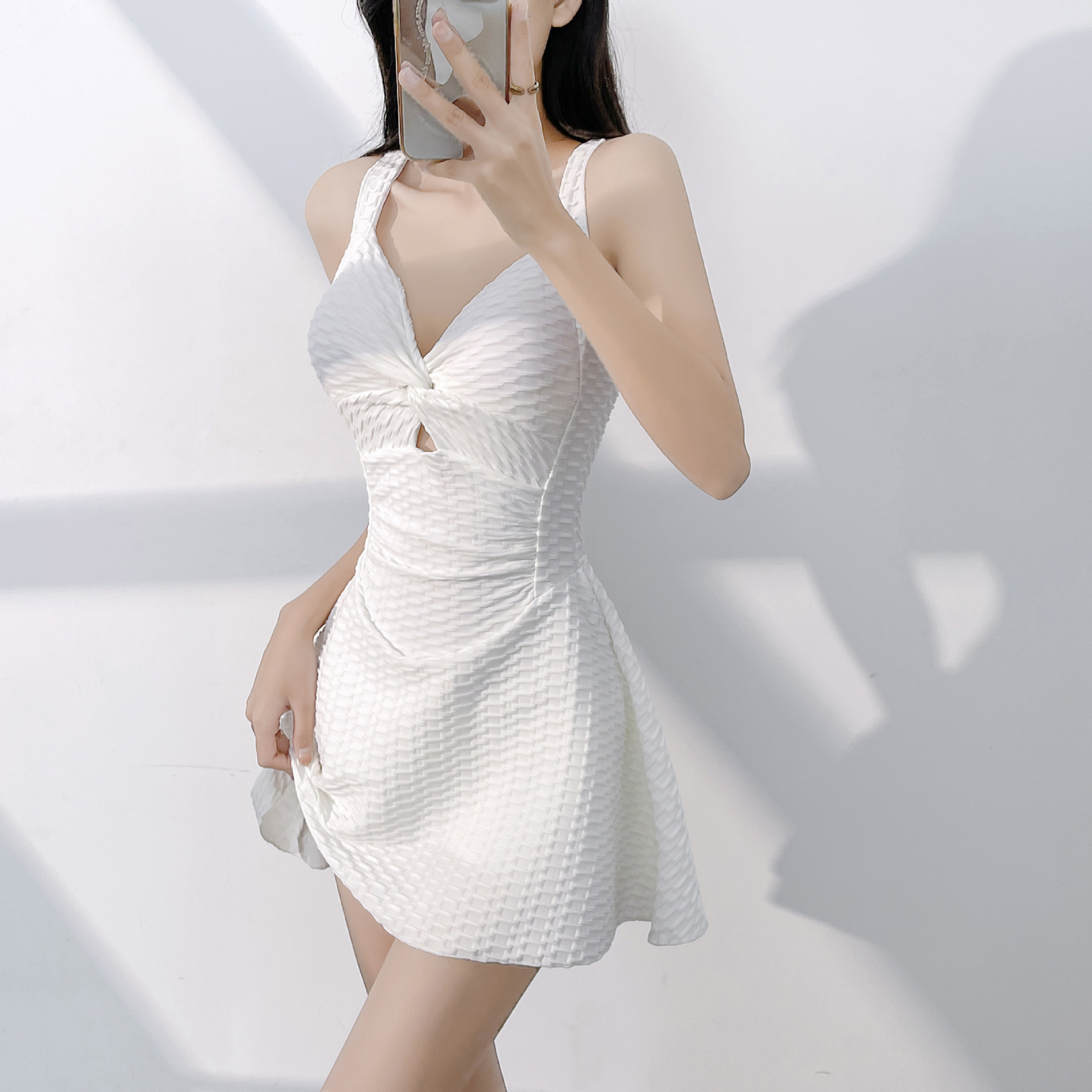 2025 new sexy camisole short skirt for girls designer hollow out dress waist series hot spring party one-piece swimsuit for women