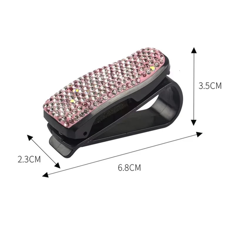 Car Sun Visor Mount Sunglasses Clip Holder Rhinestone Bracket Portable Crystal Decoration Accessories 250109