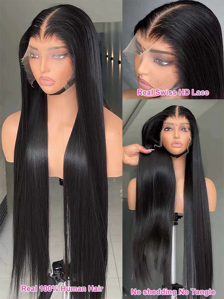 Luvin 200% HD Straight 13X6 13X4 Front Human Hair Transparent Brazilian Remy 30 40 Inch 360 Lace Frontal Wig For Women