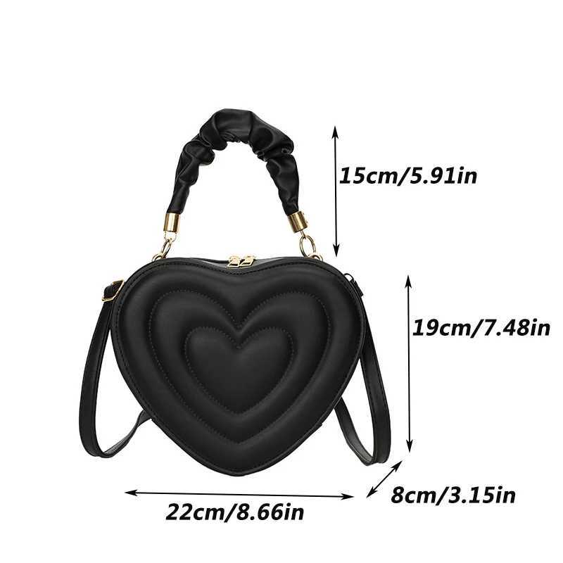 Luxury Quilted Handle Women PU Leather Shoulder Bag Fi Heart Solid Color Crossbody BagXJ250108