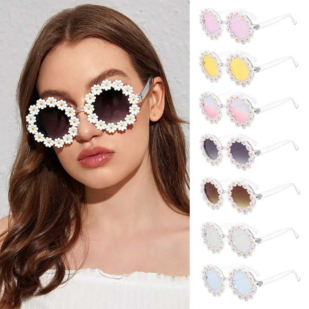 Retro Chrysanthemum Sunglasses Adult and Children Round Frame Sunglasses Fashion and Fun Festival Par Glasses Sunshade Glasses W250109