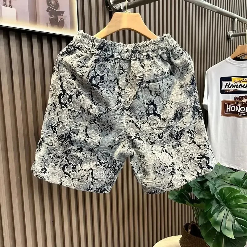 2023 Mens Denim Shorts Loose Fit Fashionable Casual Trendy American Style Fivepiece Pants Summer Season Other Pattern 250107